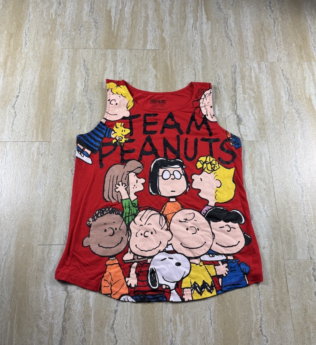 Peanuts Juniors Size L 11-13 Red Peanuts Gang Snoopy Graphic Sleeveless Tank Top