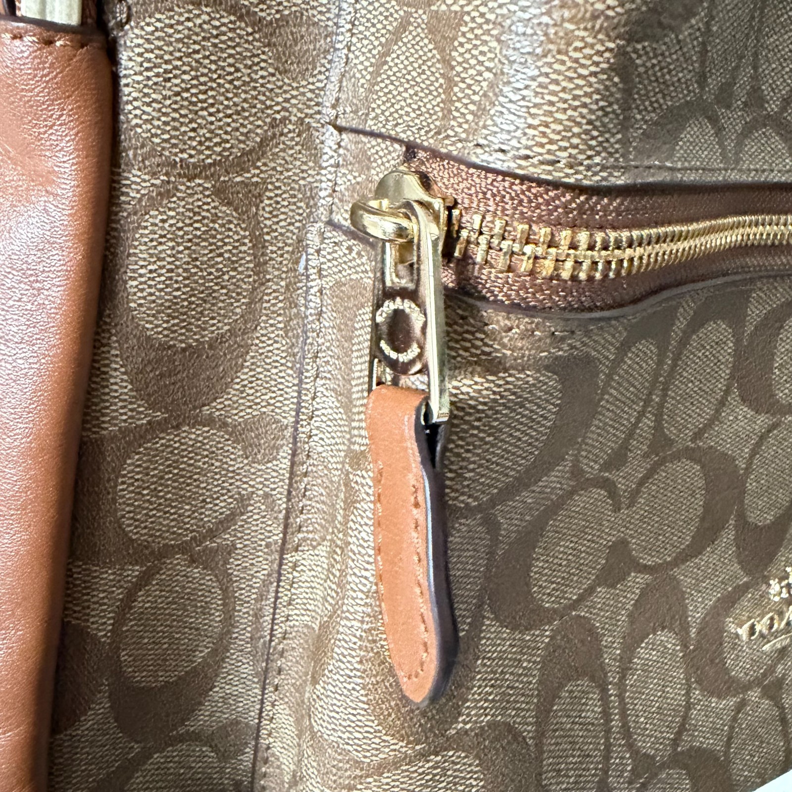 Coach Charlie Backpack Brown Signature Canvas Leather F58314 Travel Bag