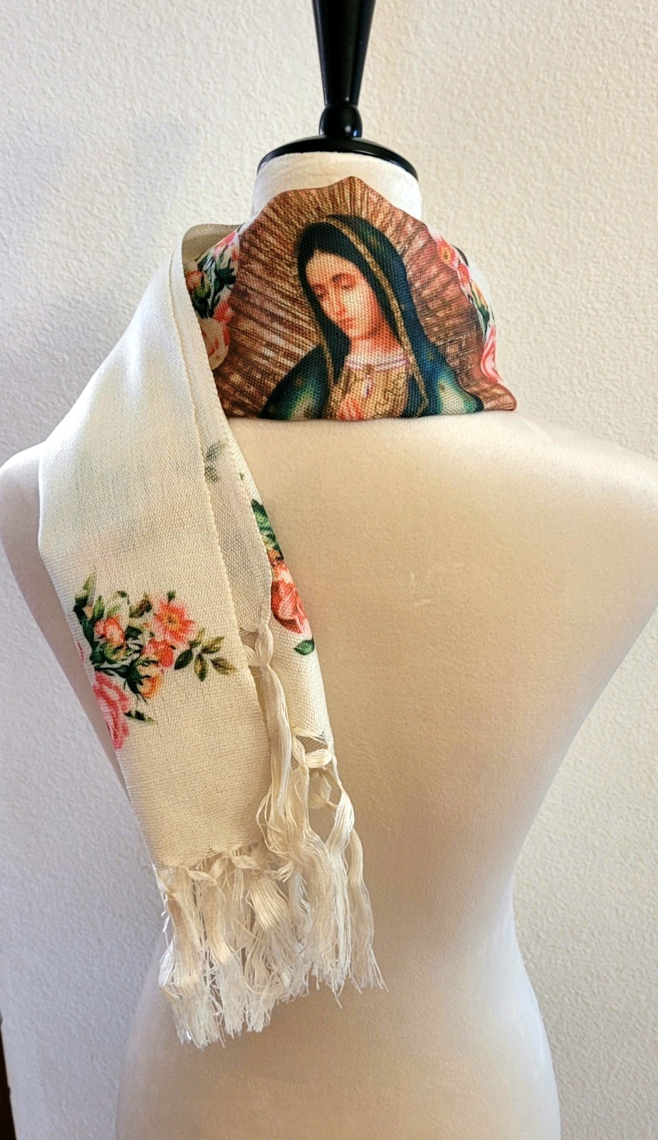Virgen de Guadalupe Religious Small, Rebozo, shawl, pashmina, scarf, Chalina