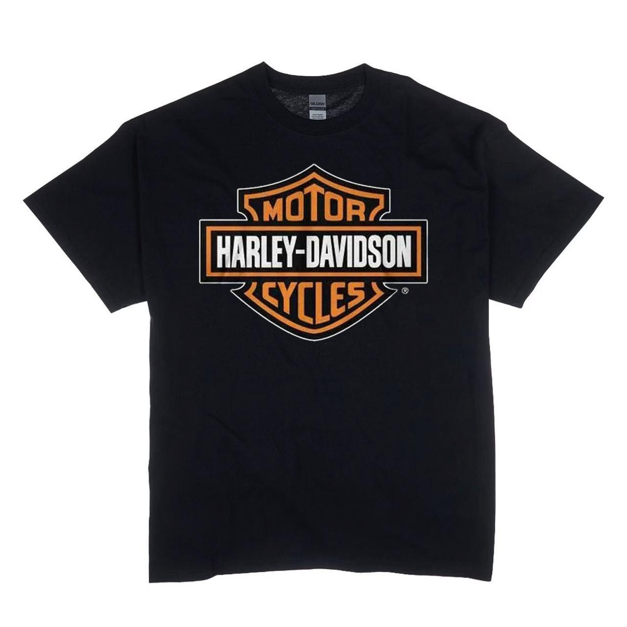 Harley-Davidson Men’s Orange Bar & Shield Black T-Shirt