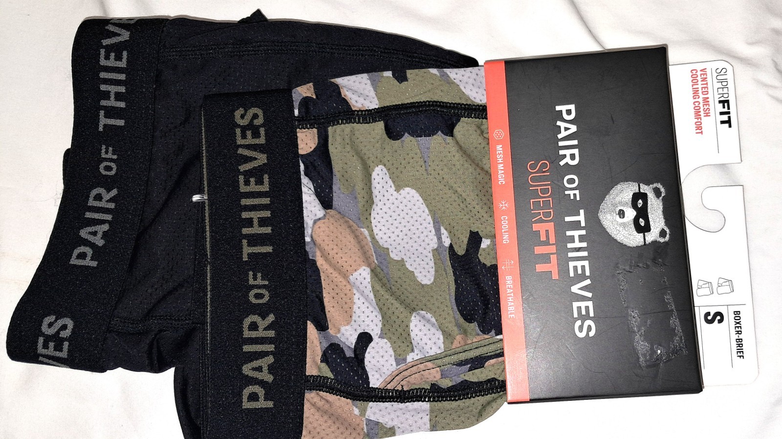 Pair of Thieves Men’s Super Fit Print Camo Boxer Briefs 2pk – Forest Green Small