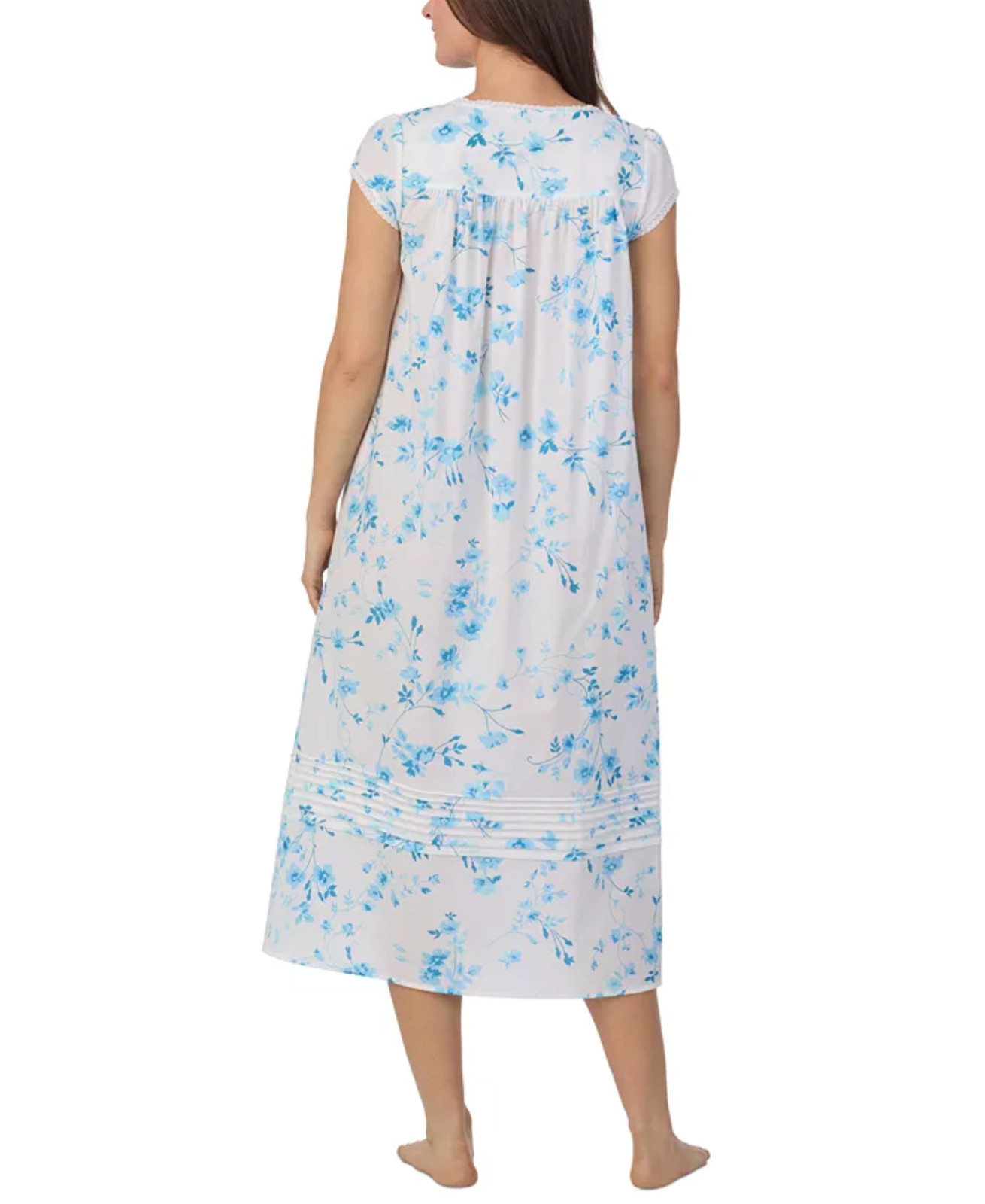 Nwt $74 Eileen West AQUA DREAM 100% Cotton Lawn 48″ Long Ballet Nightgown Sz M