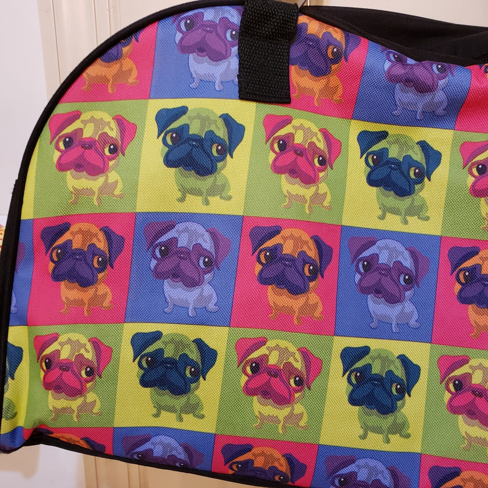 Warhol Style Pop Art Pug Dog Graphic Tote Bag 19 x 1 1 x 5 Double Handle