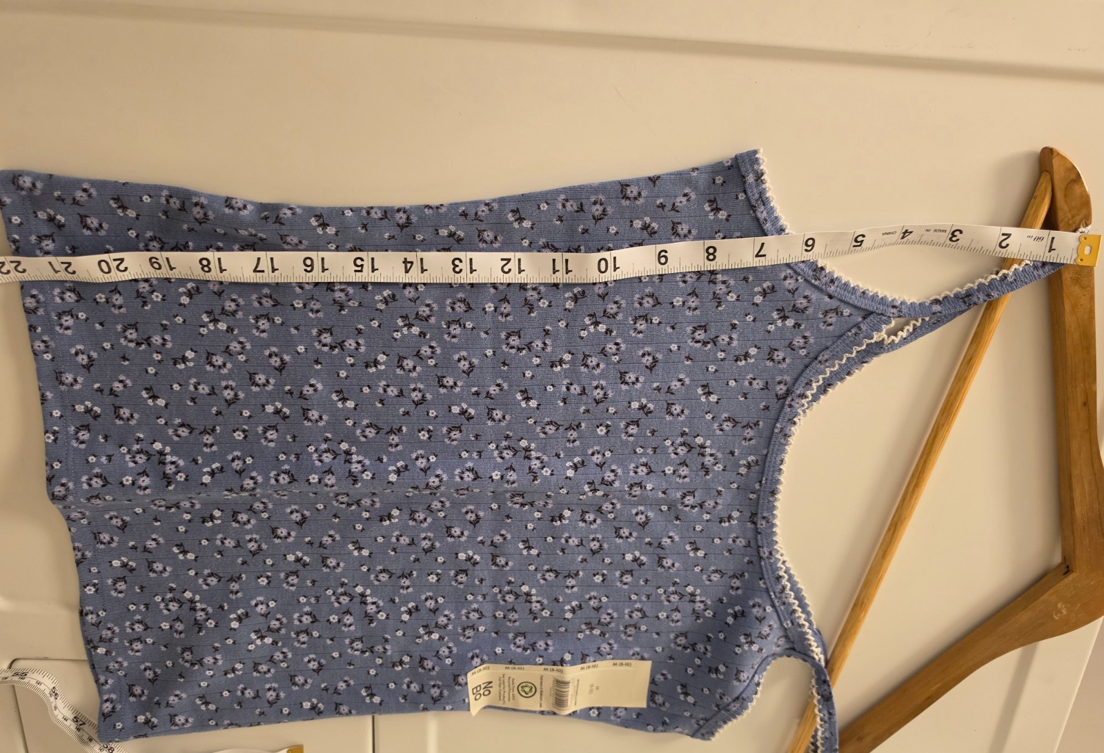 NWT – Pointelle Strapped Tank Top — Ditsy Floral Print and picot trim