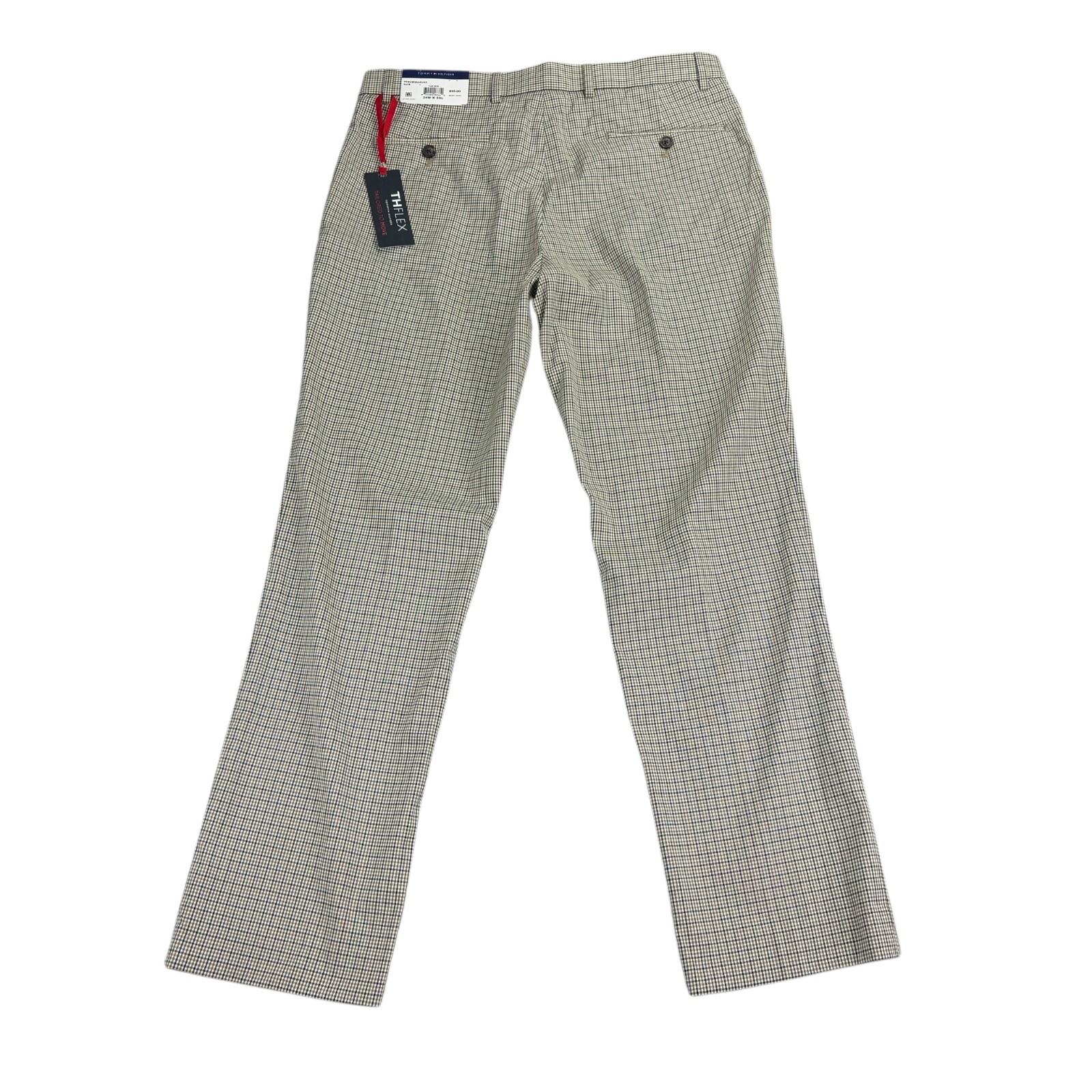 Tommy Hilfiger Mens TH Flex Tate Modern Fit Stretch Plaid Dress Pants Tan 34×30
