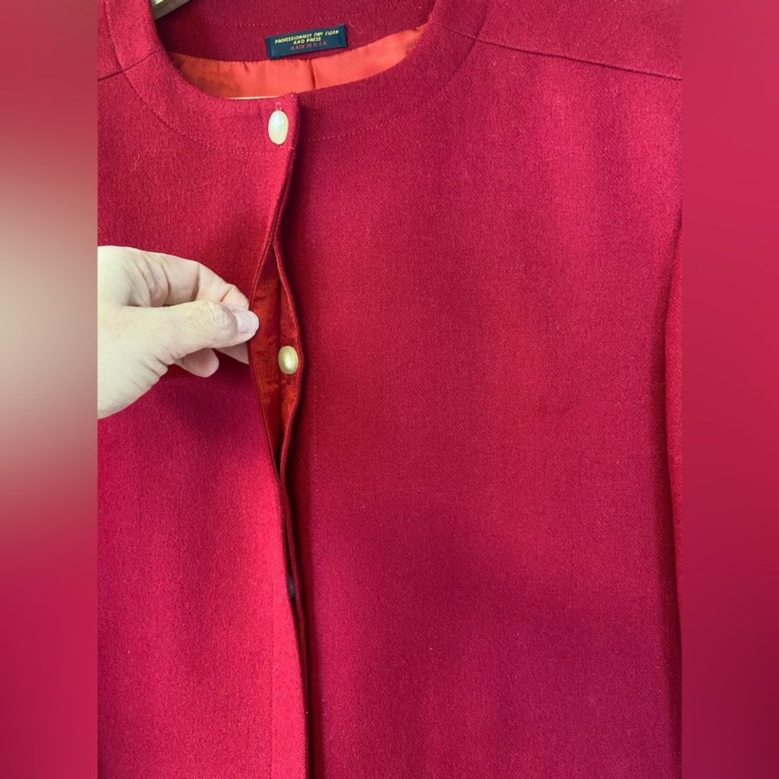 Vintage Robt Foxwood Red 100% Pure Wool Lined Jacket Blazer Size 14/16