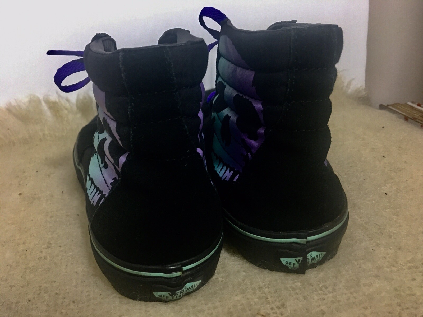Vans Worlds Skulls Skateboard Shoes US Sz Men 8 Women 9.5 TB40 Black Purple
