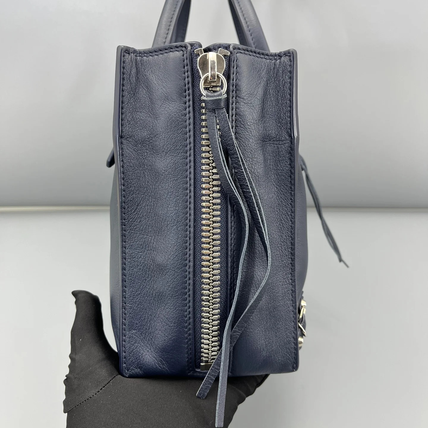 Balenciaga Studded Papier A6 Zip Around Tote Dark Blue Calfskin (ym051426d2r)