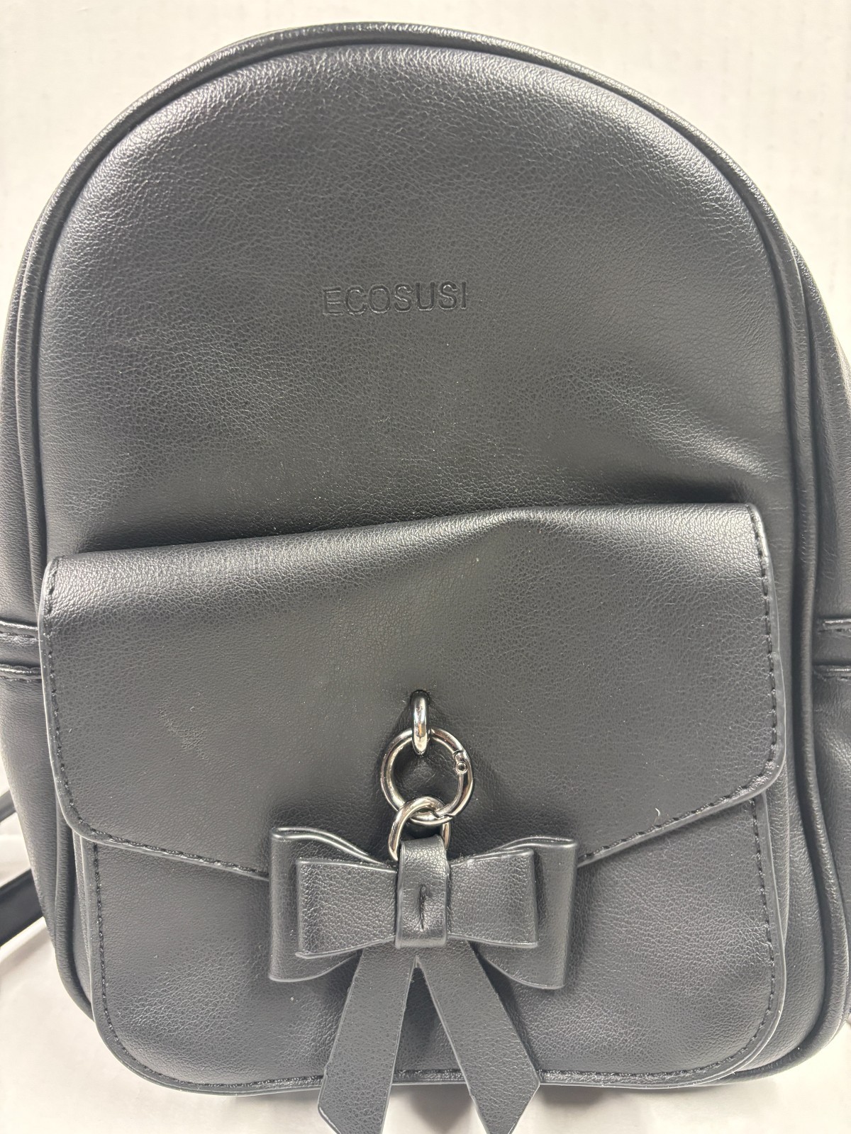 ECOSUSI Mini Backpack Bow Keychain Backpack Purse Soft Black