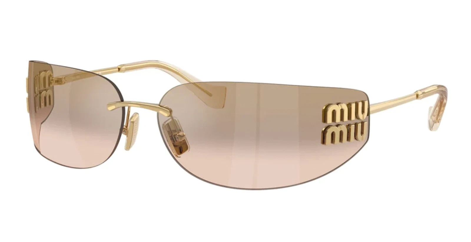 Miu Miu MU A51S 5AK20P Unisex Rectangle Sunglasses in Gold with Brown Lens 100%