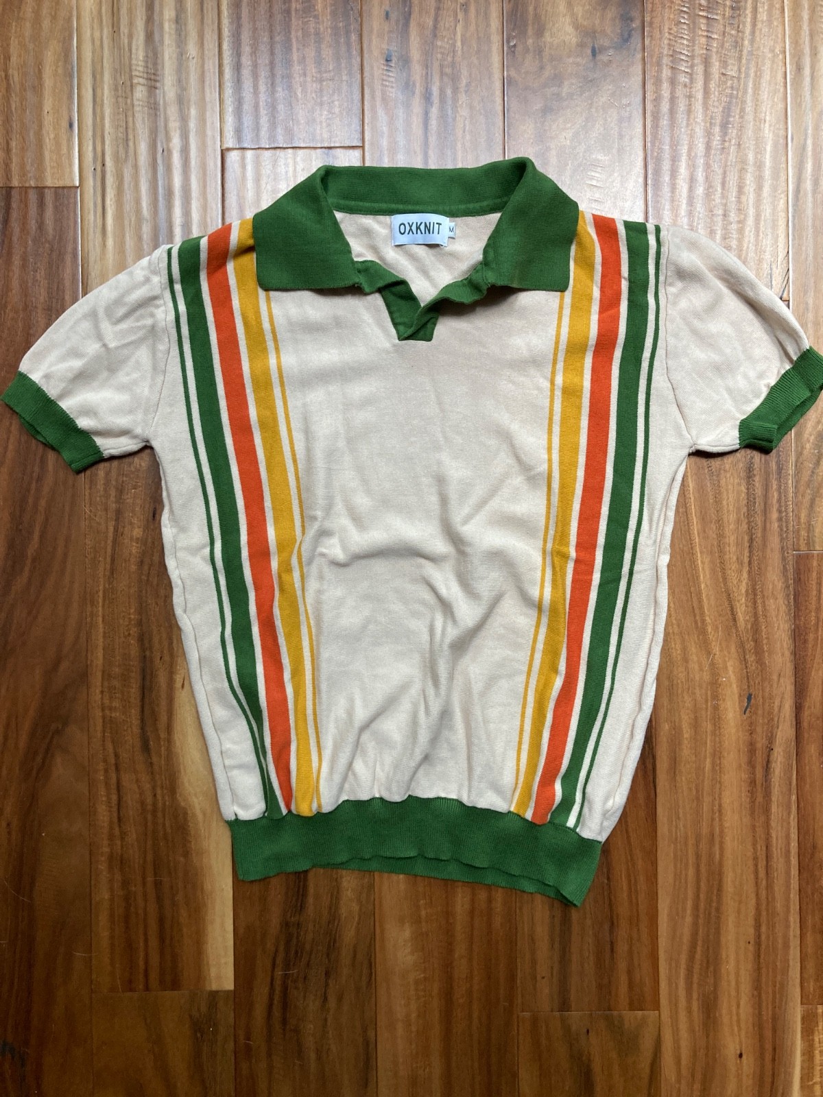 OXKNIT Womens Retro Mod Knit Polo Top Size M 60s 100% Cotton