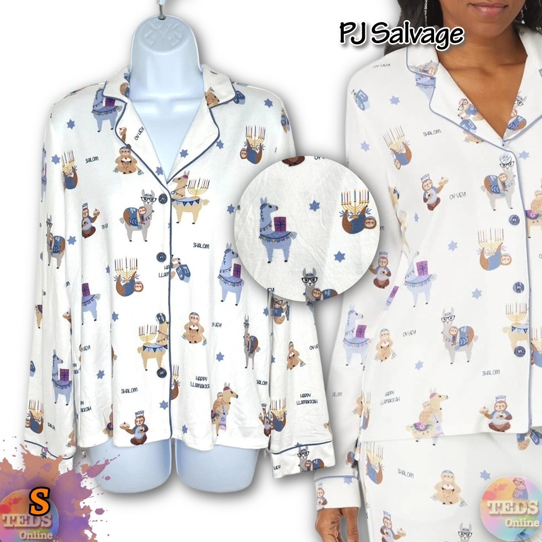 NWT PJ Salvage Womens S Happy Llamakkah Pajama Top (Pants not included)