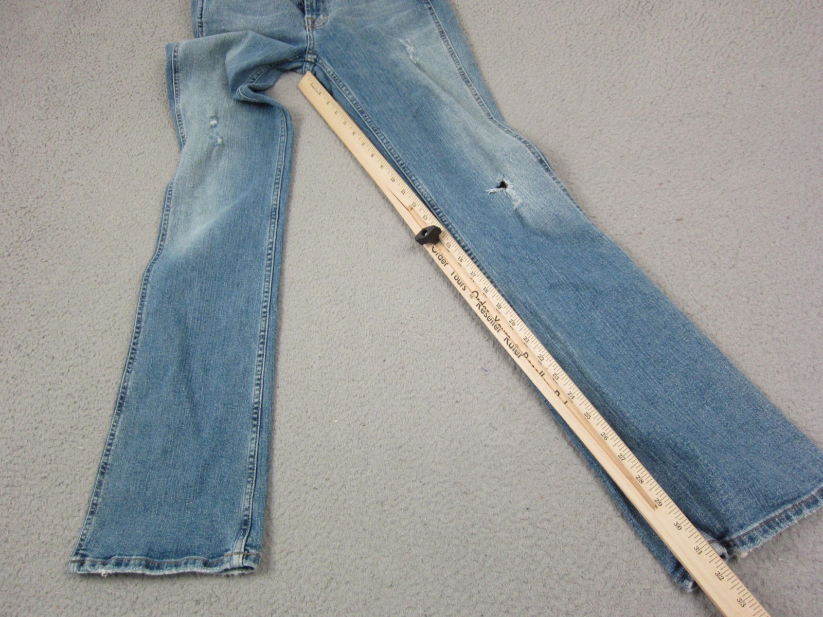 American Eagle Jeans Womens 4 Reg Blue Stretch Skinny Flare Denim Distressed