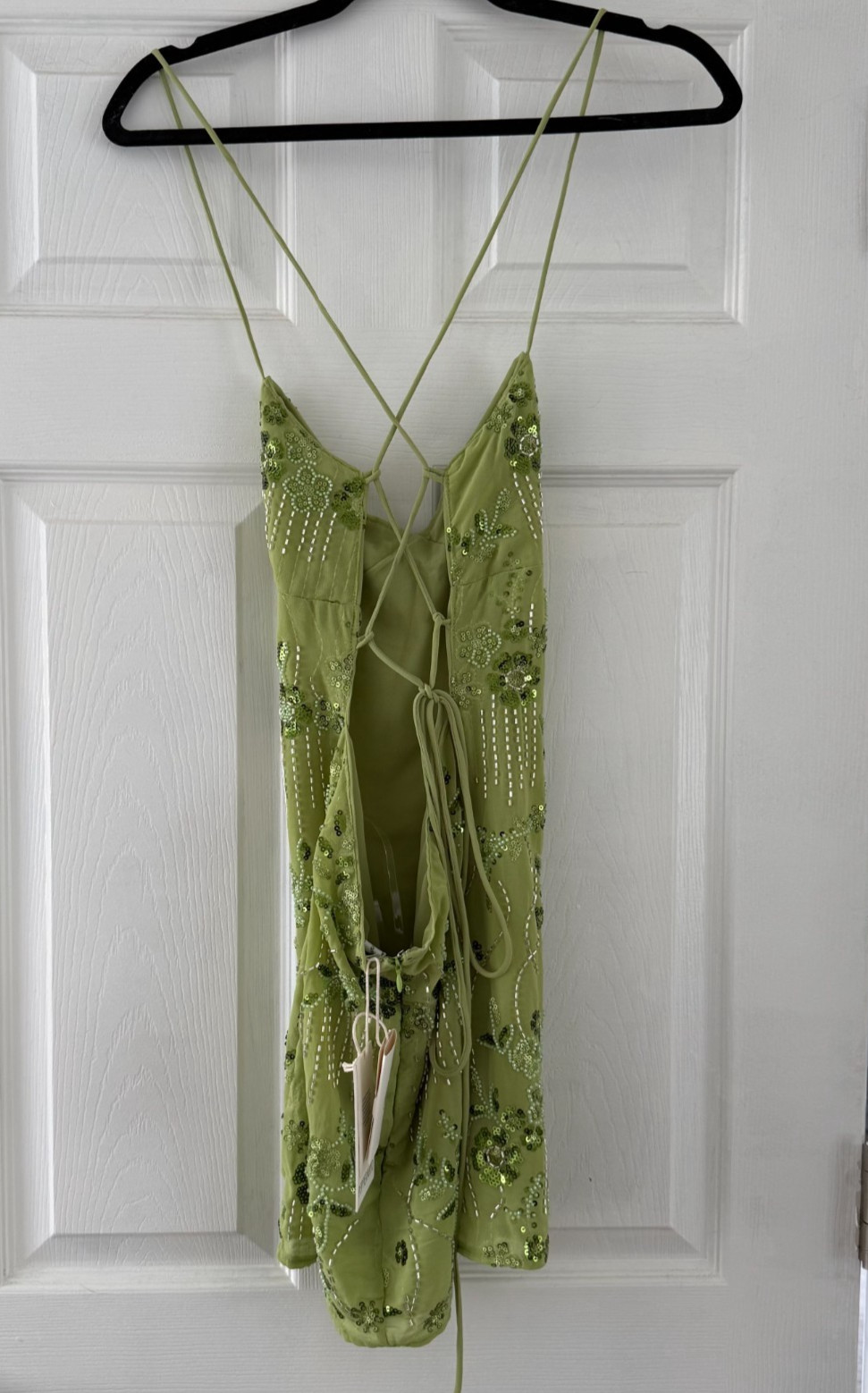 Peppermayo – Vietta Sequin Beaded Cami Micro Mini Dress Lime – Women’s 2 or XS
