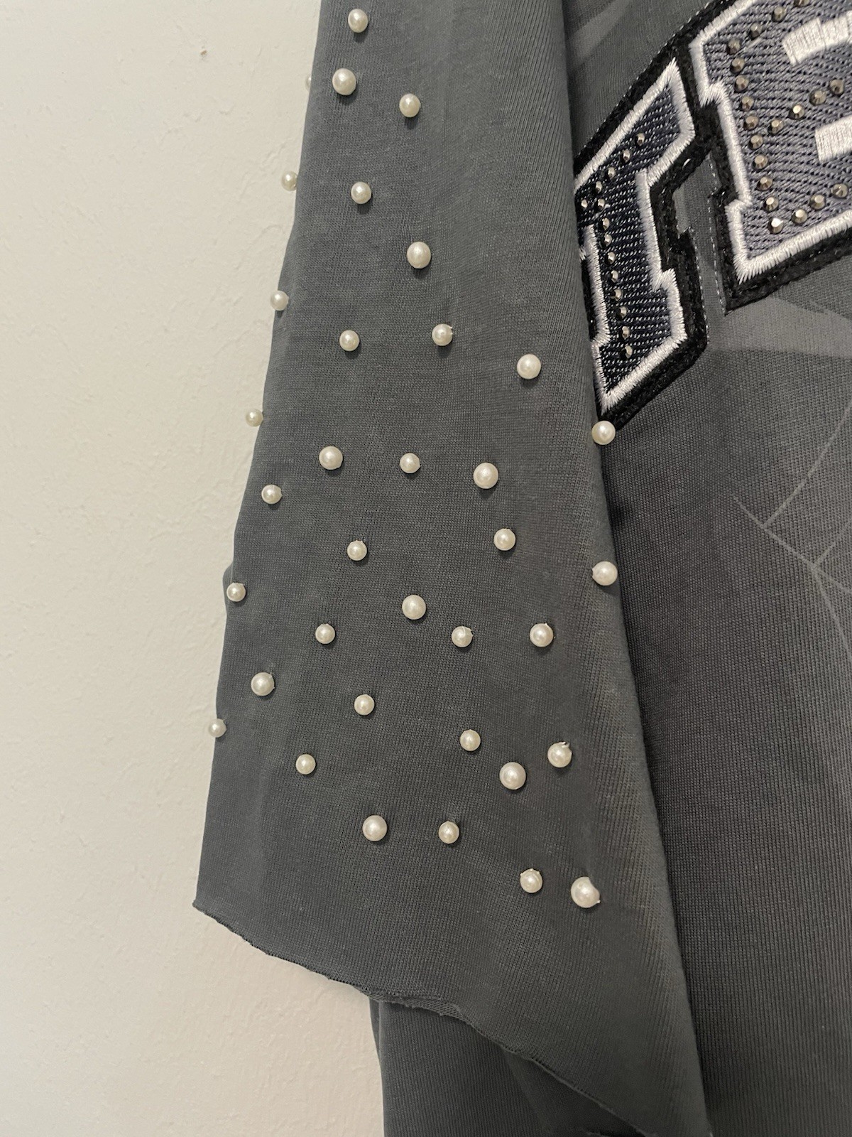 Tenaciti Pearl Studded Gray Spider Graphic Studded Logo Patch Tee XXL 3/4 Slv