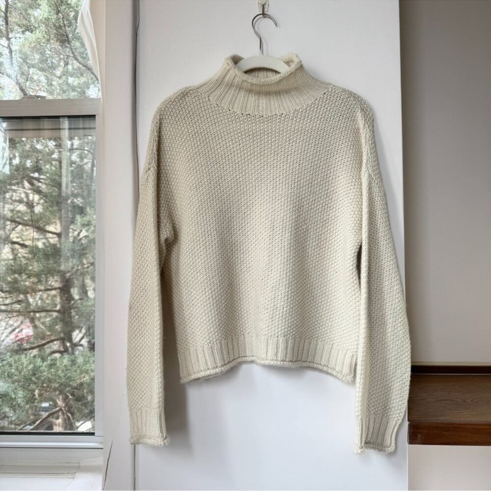 Reformation Poste Baby Alpaca Turtleneck Knit Sweater Cream XS