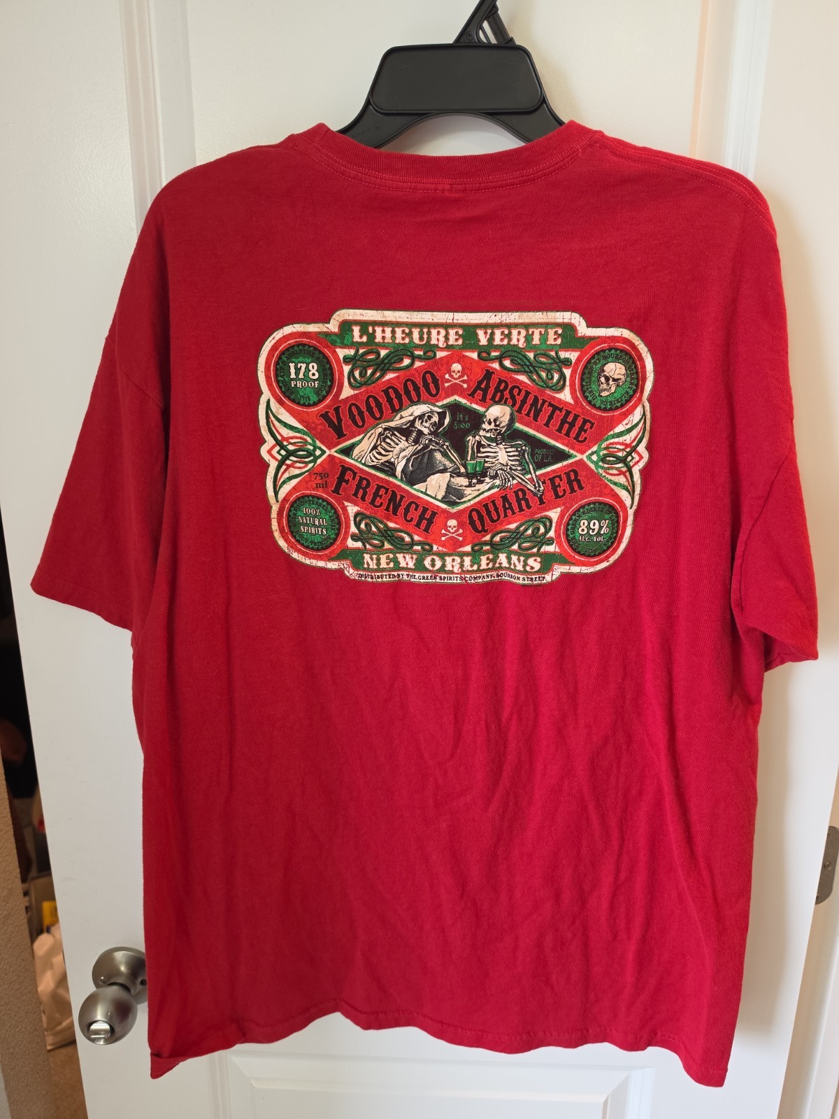VooDoo Absinthe 178 Proof Shirt Spirits For The Soul French Quarter Red Size L