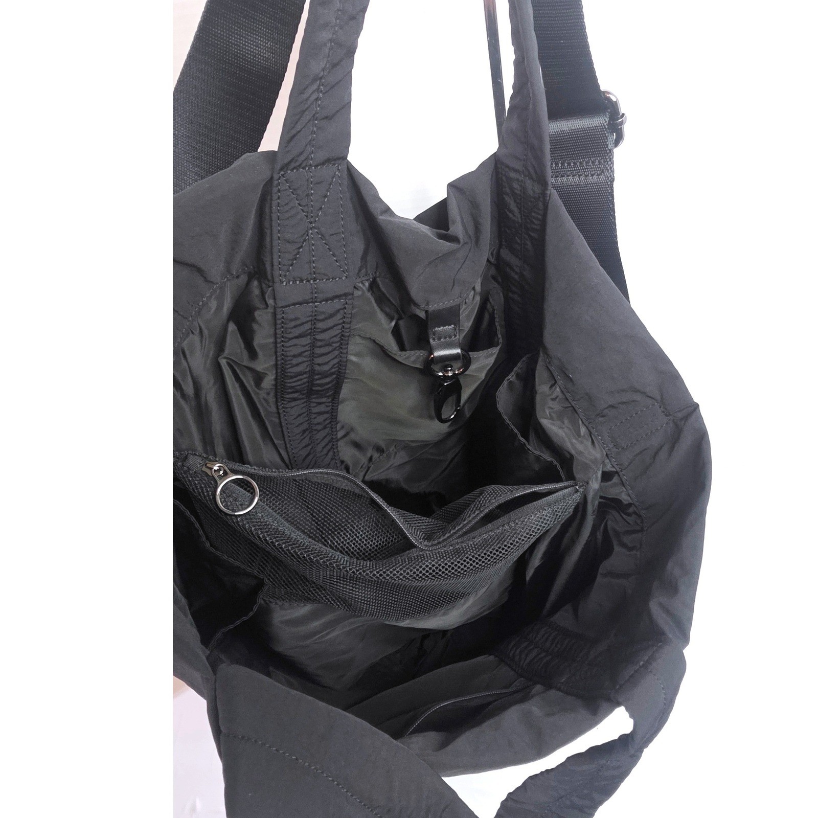 Ododos Black Nylon Tote Bag Crossbody Travel Gym Slouchy Hobo Shoulder Bag