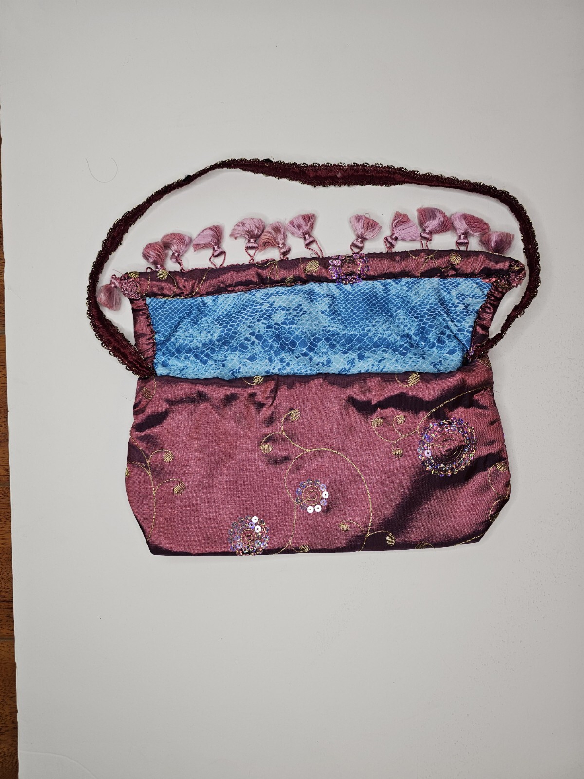 Beautiful Handmade Shoulder Bag Purse With Sequin and Tassels Y2k Retro Look
