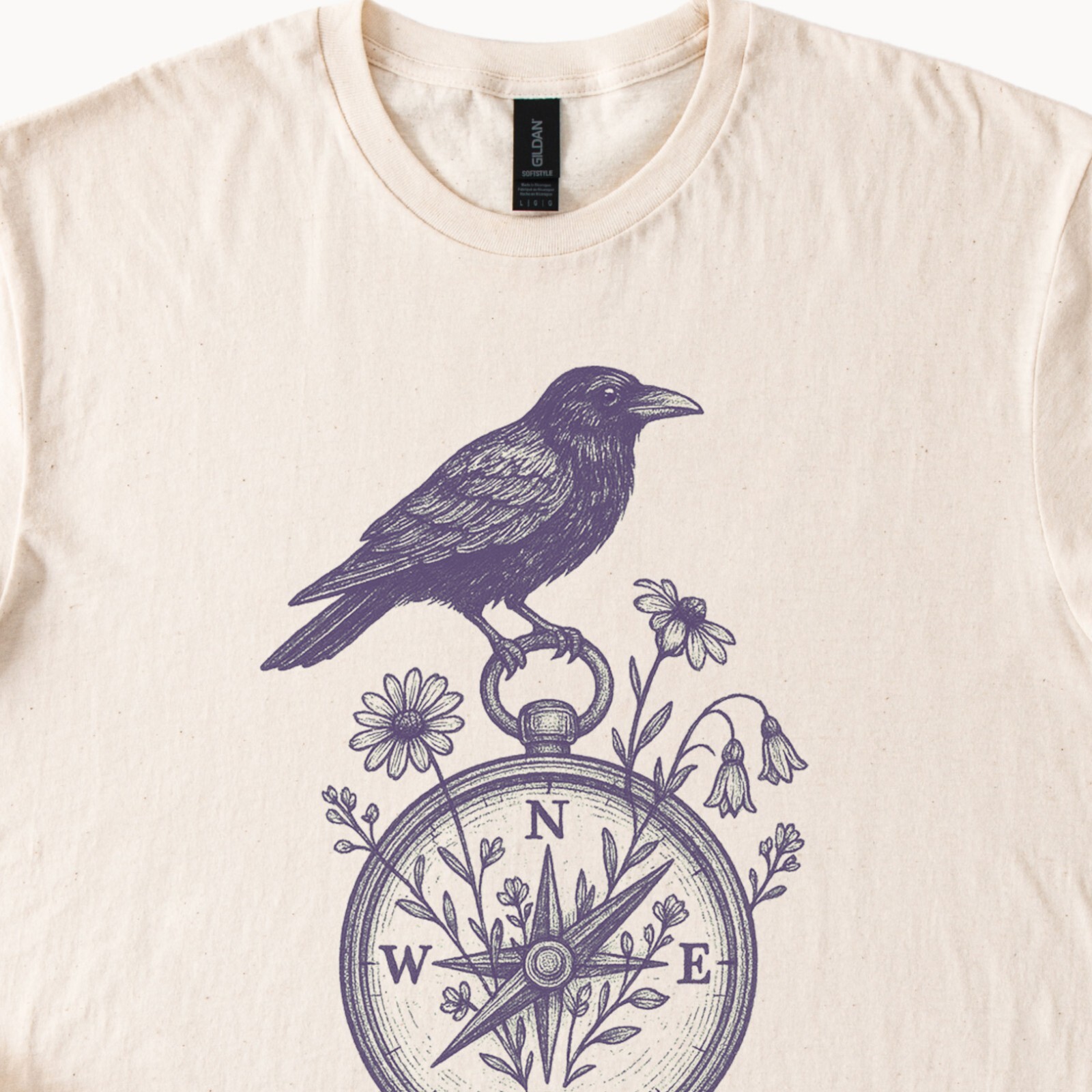 Raven Compass Tee Bird Peace Shirt Nature Direction Gift