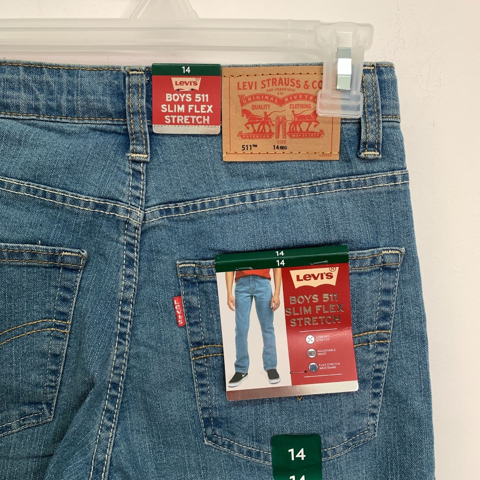 Levi’s Boys Youth Jeans 14 511 Slim Flex Stretch Denim Blue Jeans Size 14