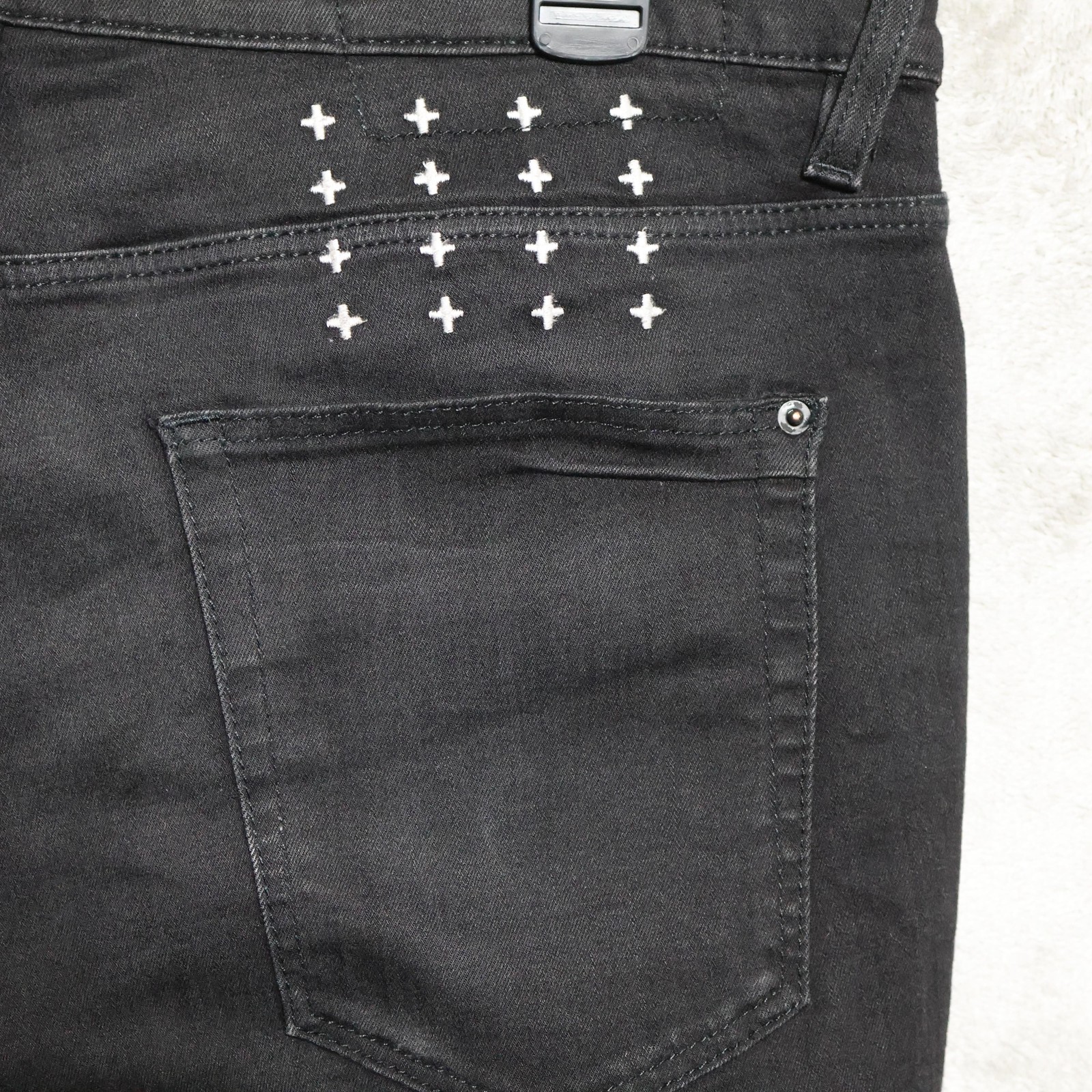 Ksubi Jeans Mens 34×26 Black Skinny Slim Charcoal Wash KM-50 Stretch Streetwear