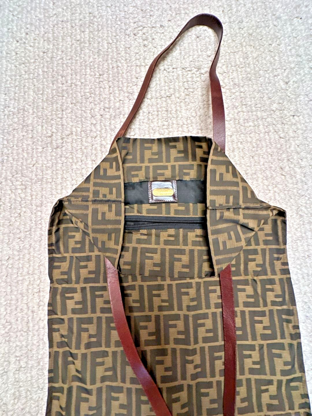 Fendi Vintage Zucca FF Logo Canvas Vertical Tote Bag