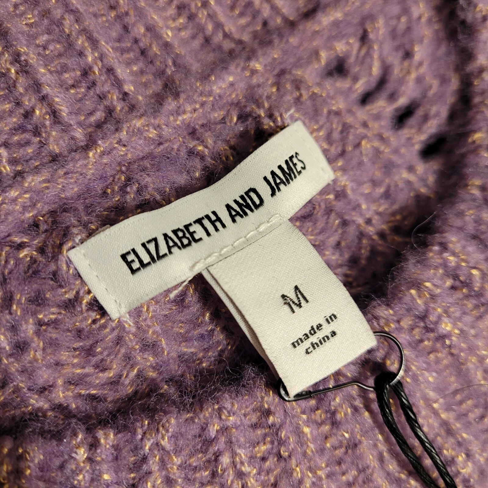 Elizabeth and James Open Stitch Crew Neck Cropped Sweater Purple Women’s Medium