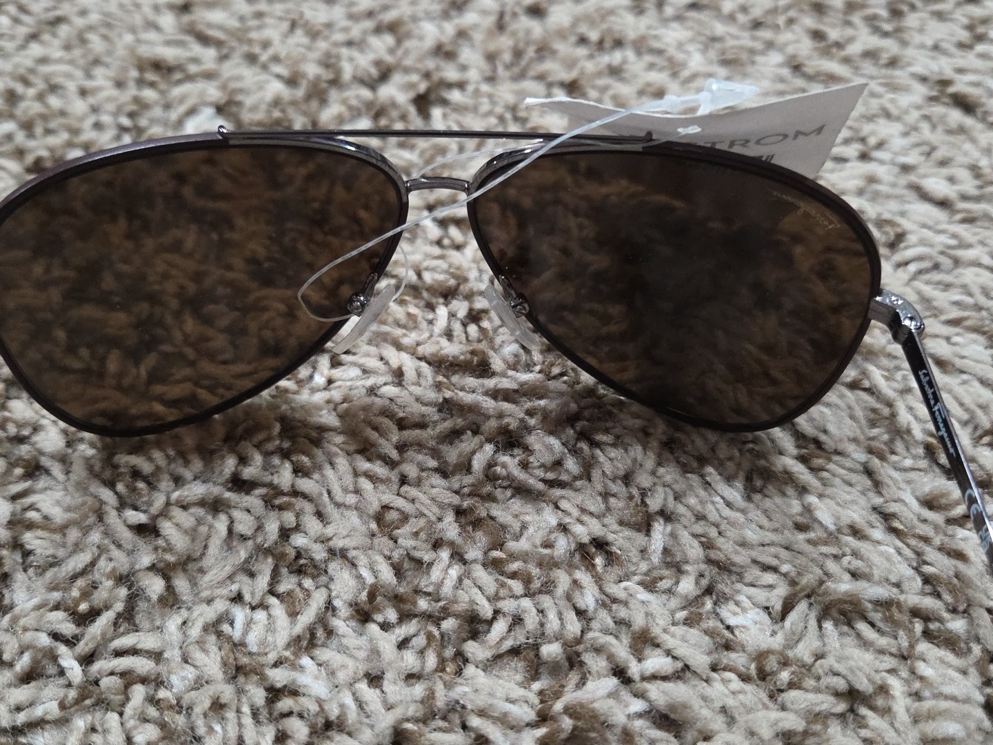 Salvatore Ferragamo Aviator Sunglasses SF131S 067 Gunmetal/Cocoa 60mm