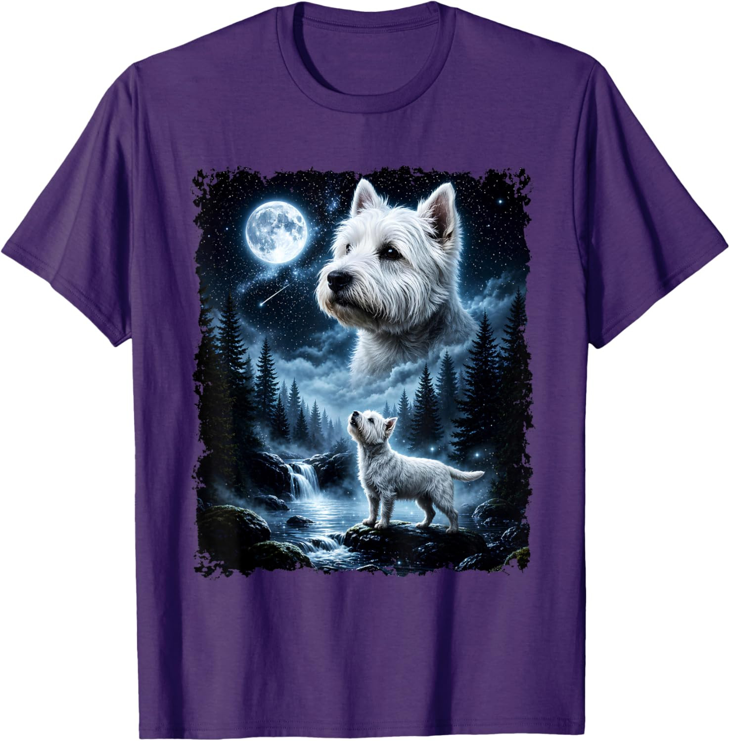 West Highland White Terrier Howling At The Moon Halloween T-Shirt