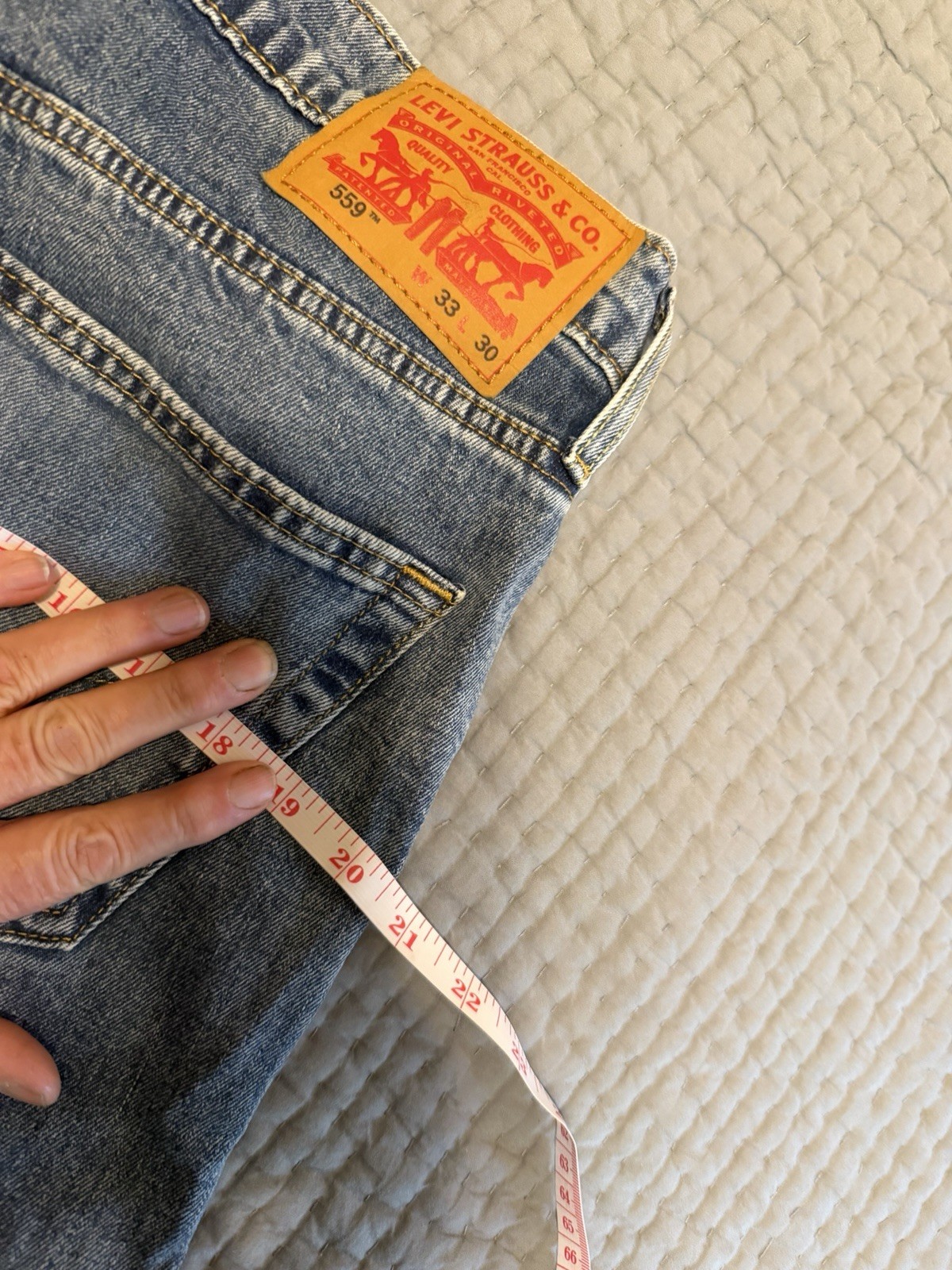 Levis 559 Jeans Mens 33×30 Relaxed Fit Straight Leg Stone Washed Blue Denim