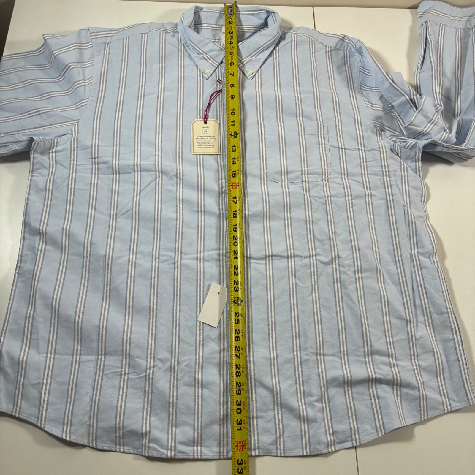 NEW Brooks Brothers Oxford Shirt 2XL Blue White Striped Friday Button Down New