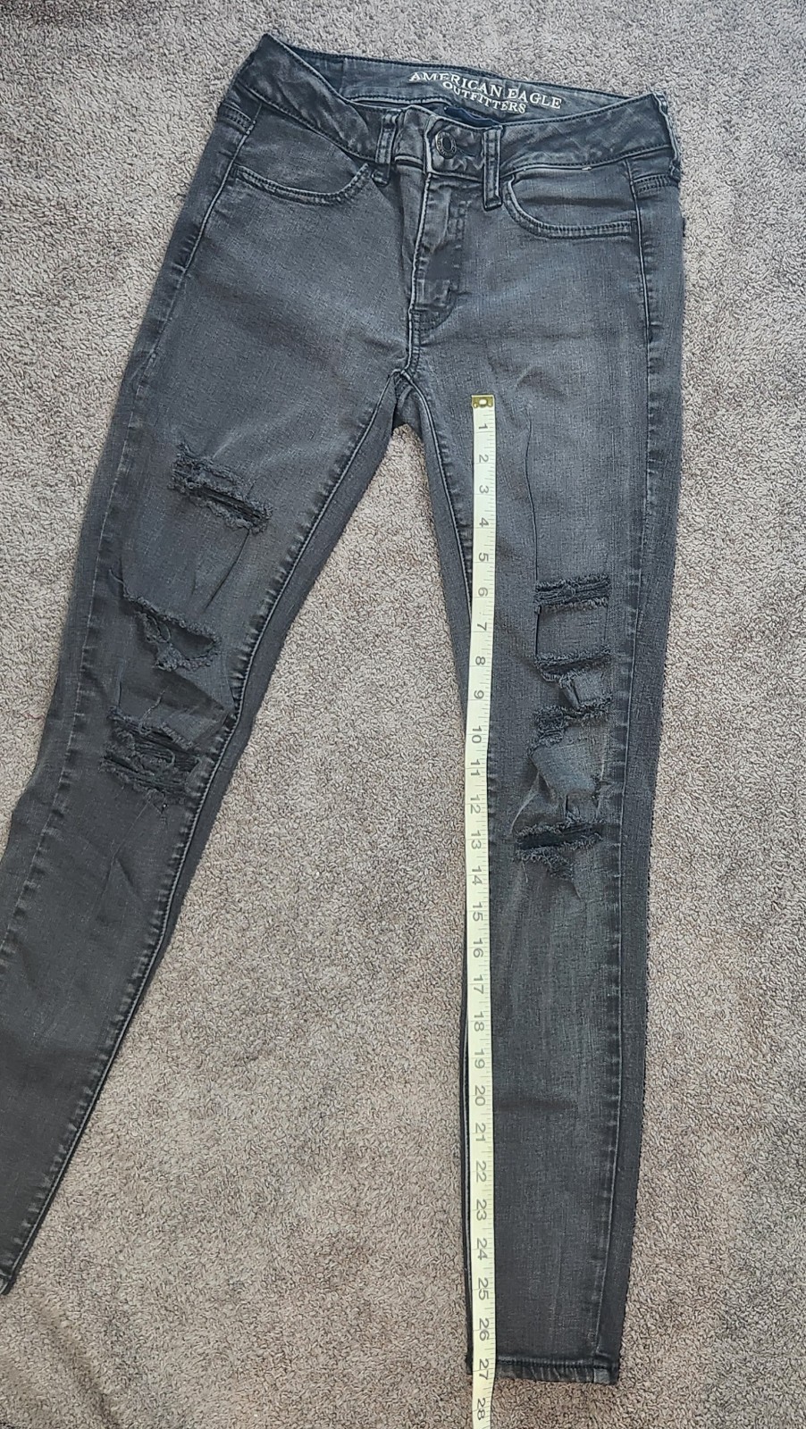 Black Destroy American Eagle Outfitters Low Rise Jeggings Skinny Jeans 2 Grunge