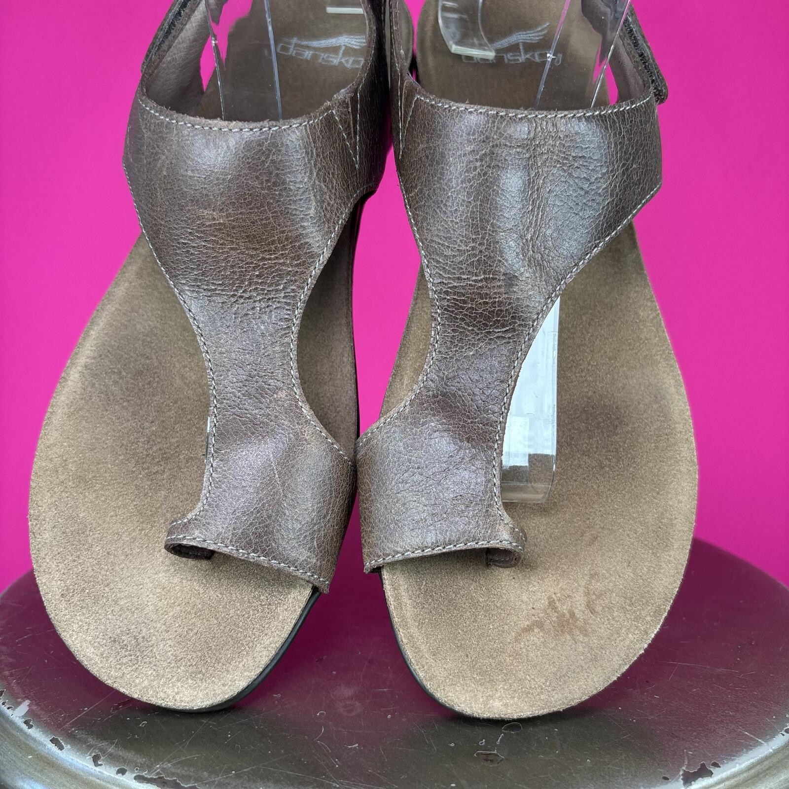 Dansko Reece BrownLeather Toe Loop Slingback Sandal EU 41