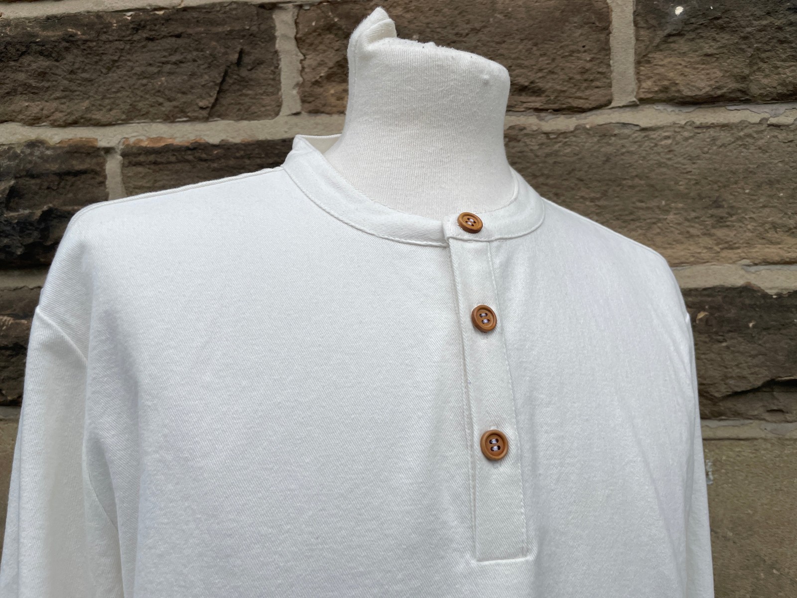 Collarless Grandad Shirt Cotton Organic Smock Top – White – All Occasions