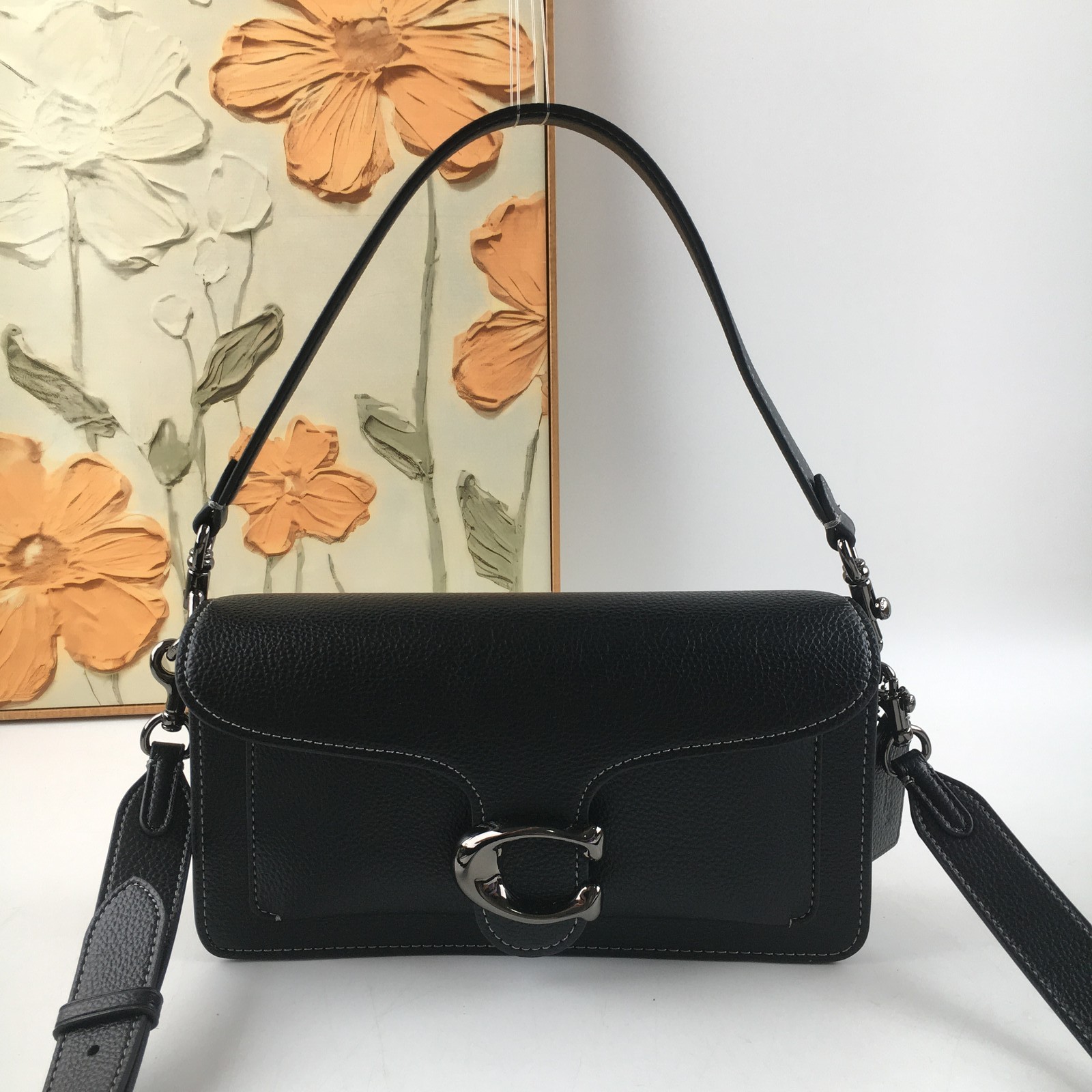 Coach Tabby Shoulder Bag 20 CM546 Black Pebble Leather 2WAY Outlet New Japan