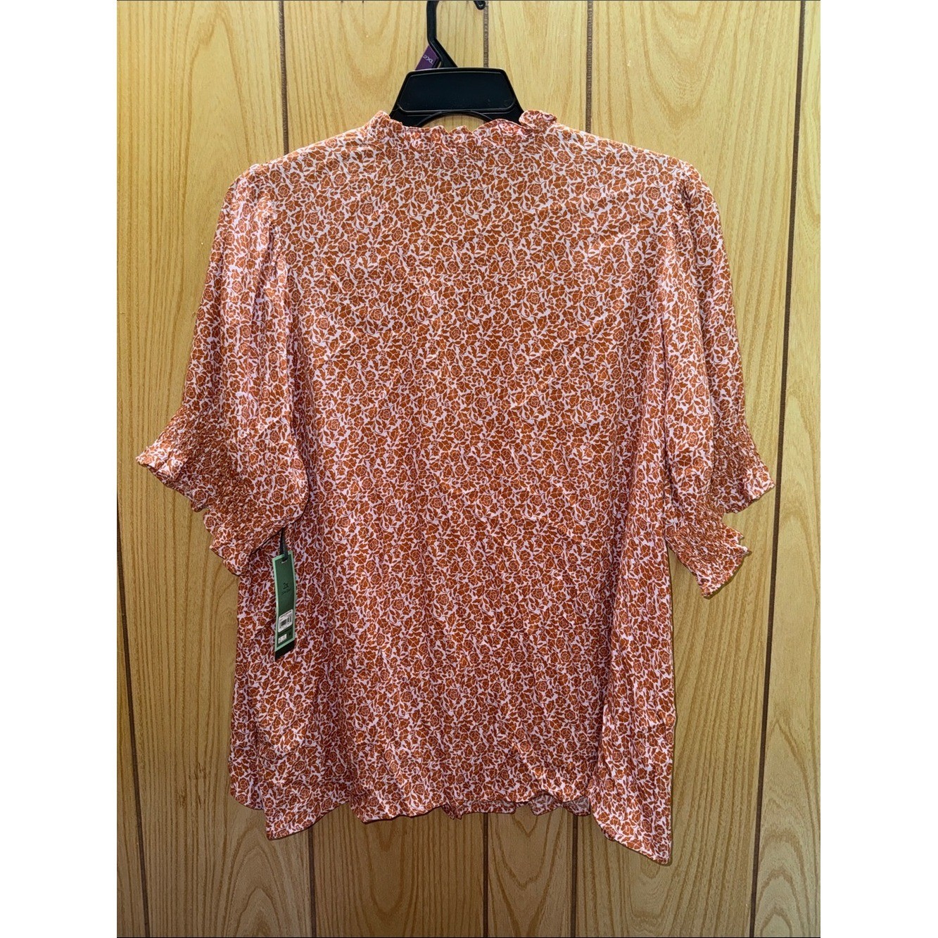 Terra & Sky Rust Floral Smocked Yoke Top