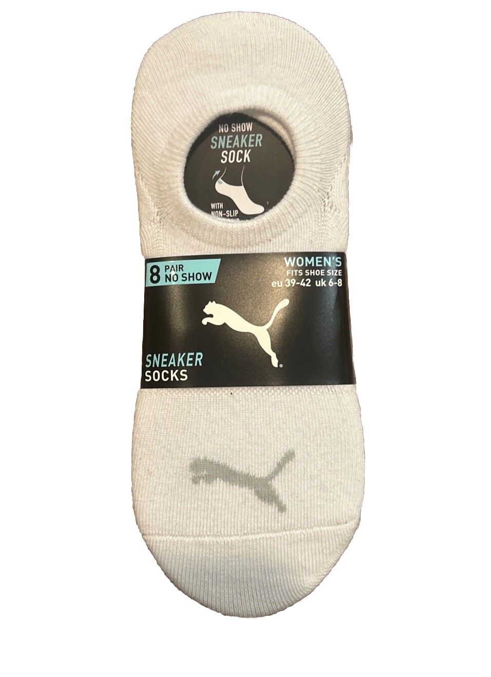 Puma Ladies Lowcut No Show Trainer Sock 8 Pack in Black/Grey/White Size 6-8