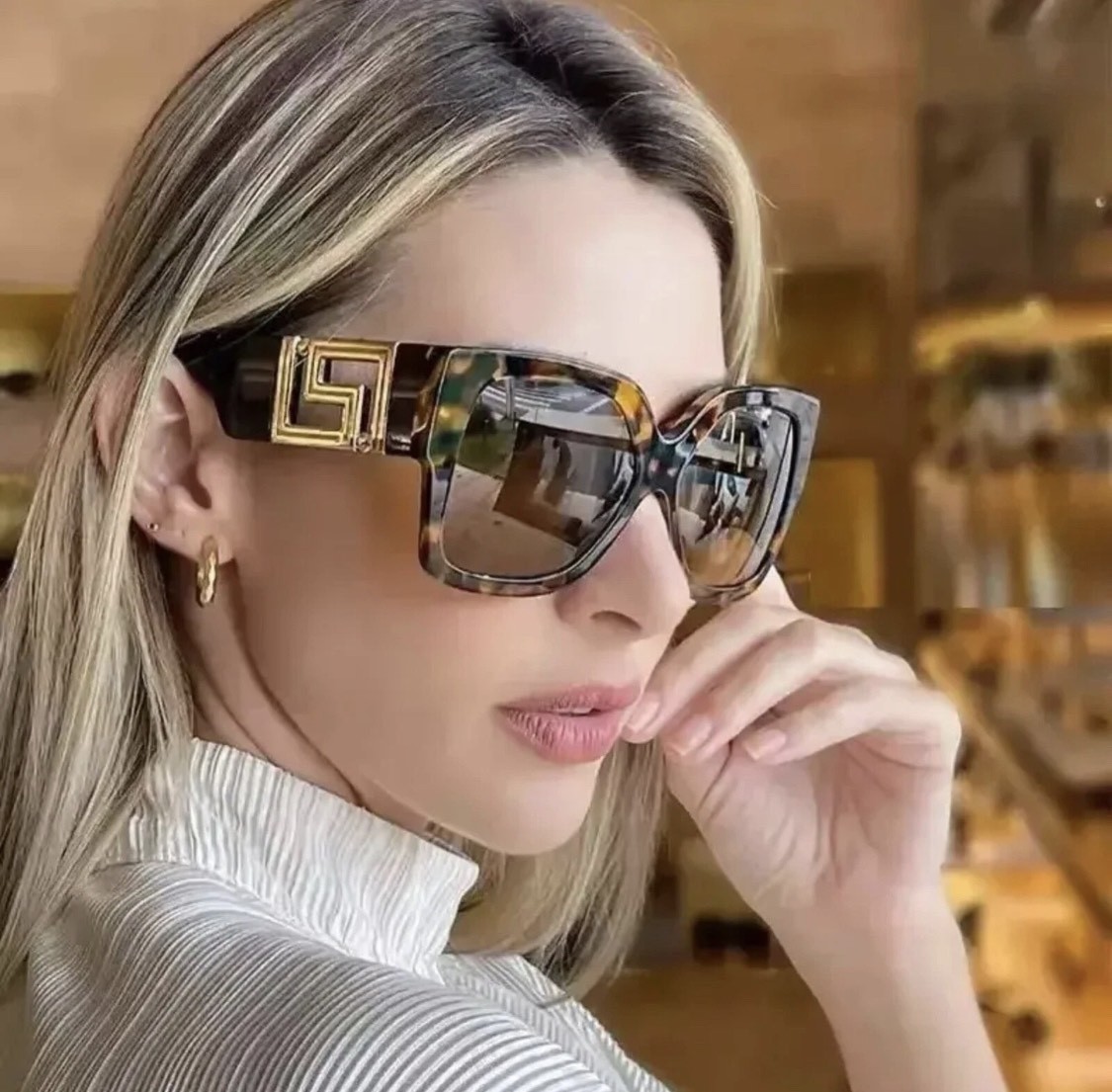 Luxury Brand Designer Women Celebrity Sunglasses Brown Leopard Style