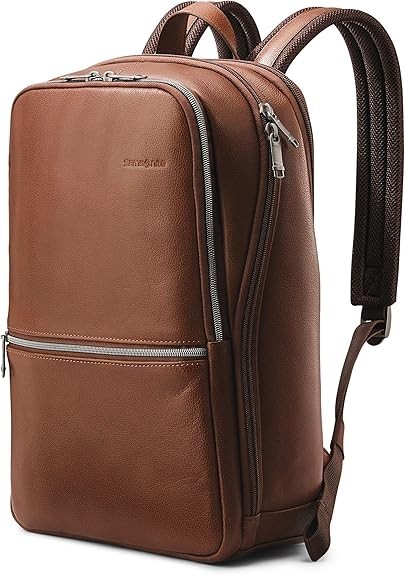 NEW!! Samsonite Leather Slim Backpack – Cognac