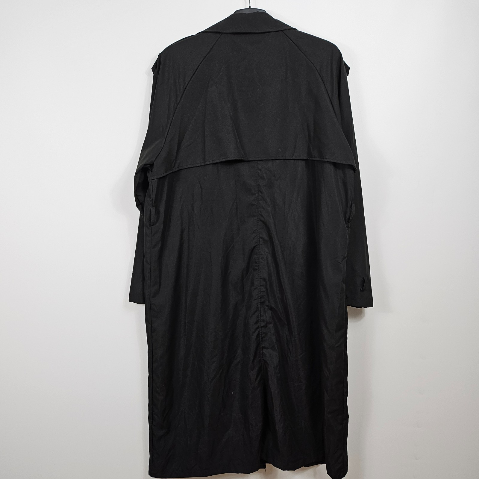 Black Trench Coat Ultra Lightweight Unlined Double Breasted 2XL