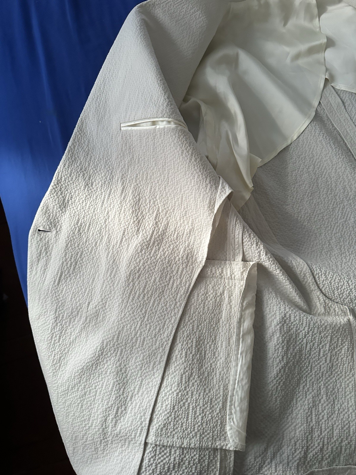 Todd Snyder Double-Breasted Cream Seersucker Men’s Suit 44R 38×32 2 Piece