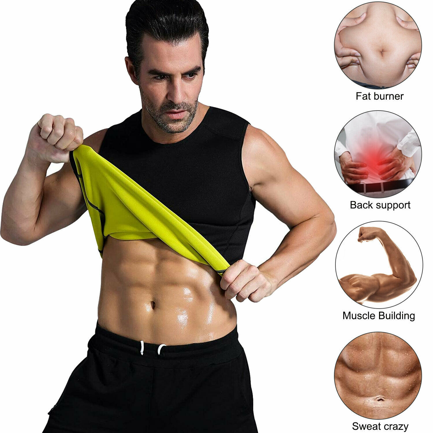 Mens Body Shaper Belly Chest Compression Shirt Slimming Abs Girdle Vest Tank Top