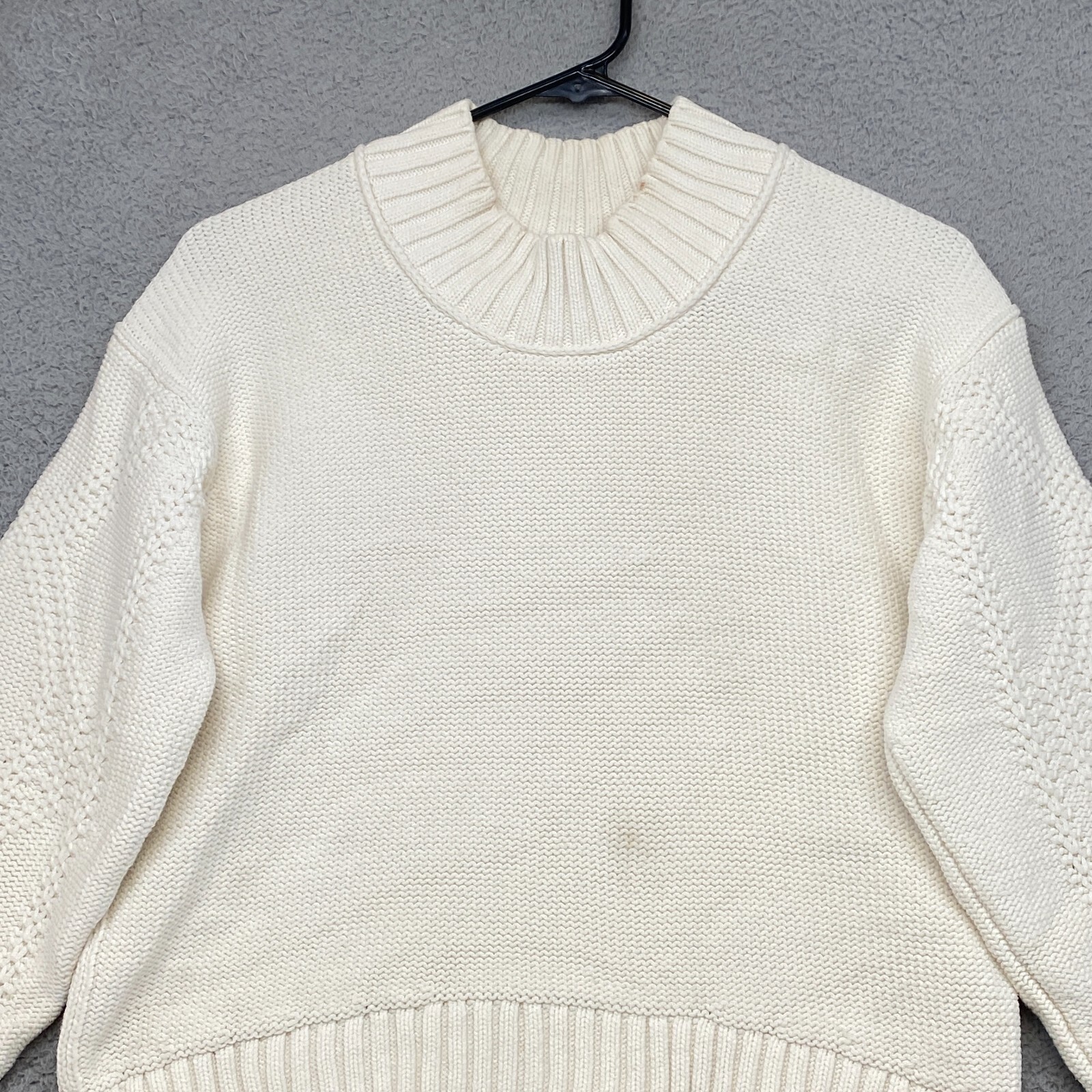 Everlane Sweater Womens Small Boxy Mock Neck Cream Knit Neutral Pullover Ivory