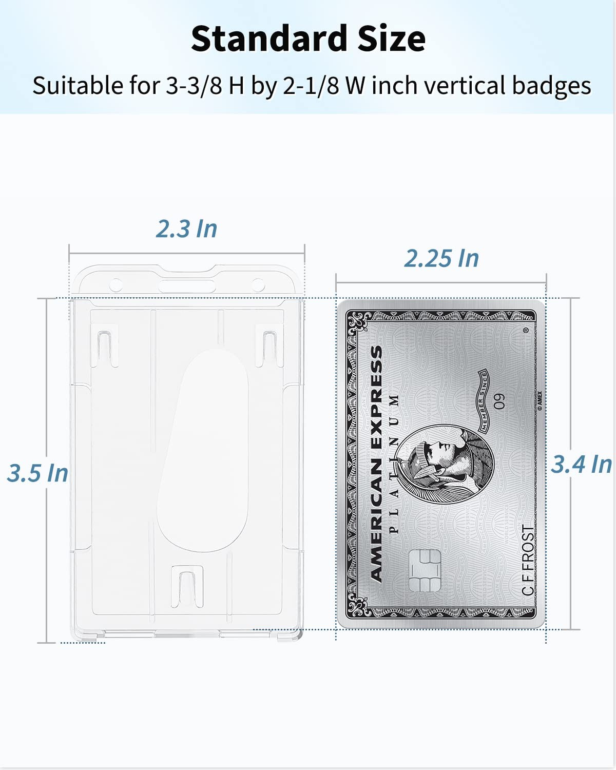 2 Pack Hard Plastic Badge Holders Heavy Duty Clear ID Credit Card Protector USA