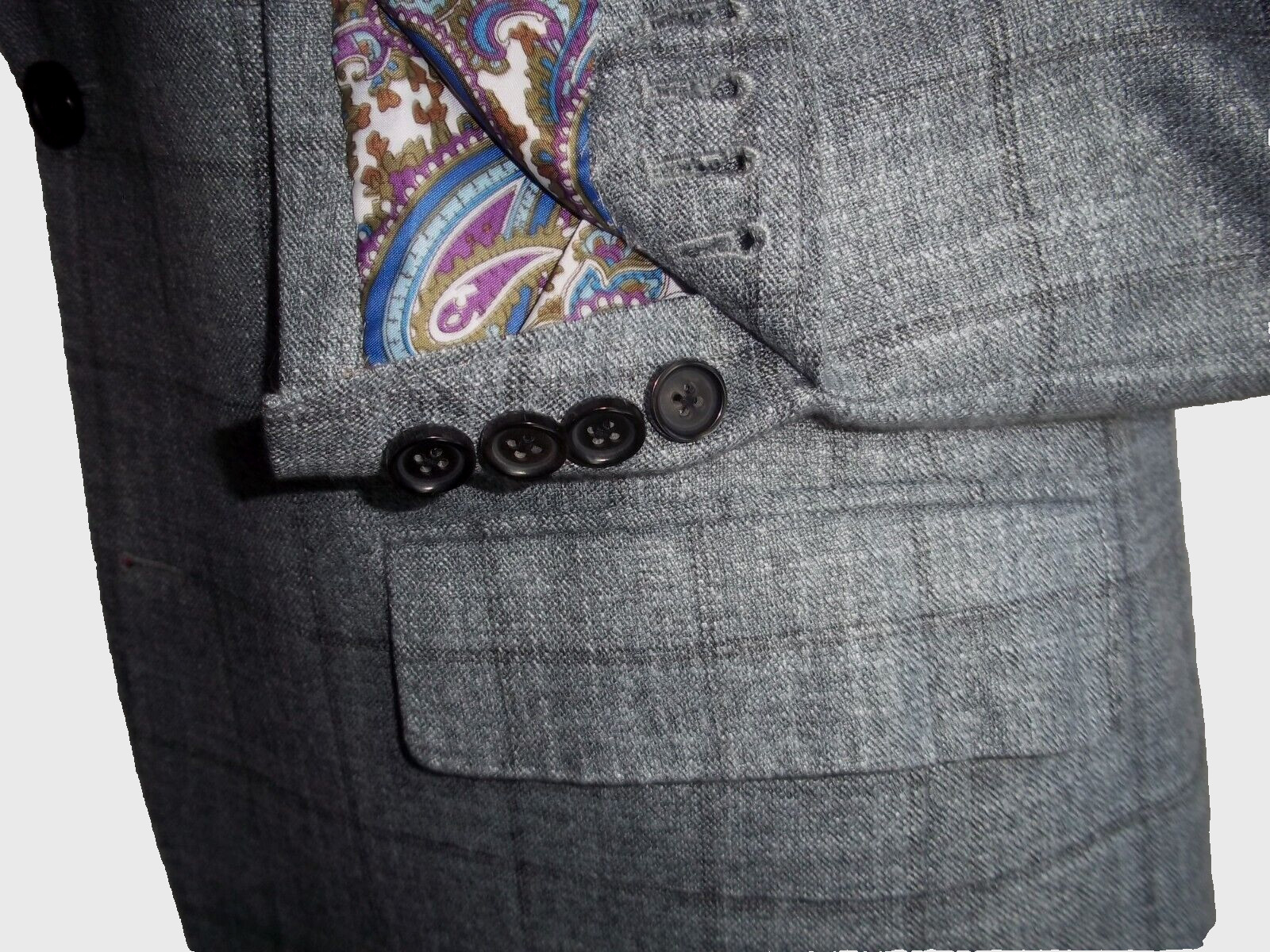 Huddersfield gray plaid 2Button soft bamboo fabric suit 40R Pants W36″x30L
