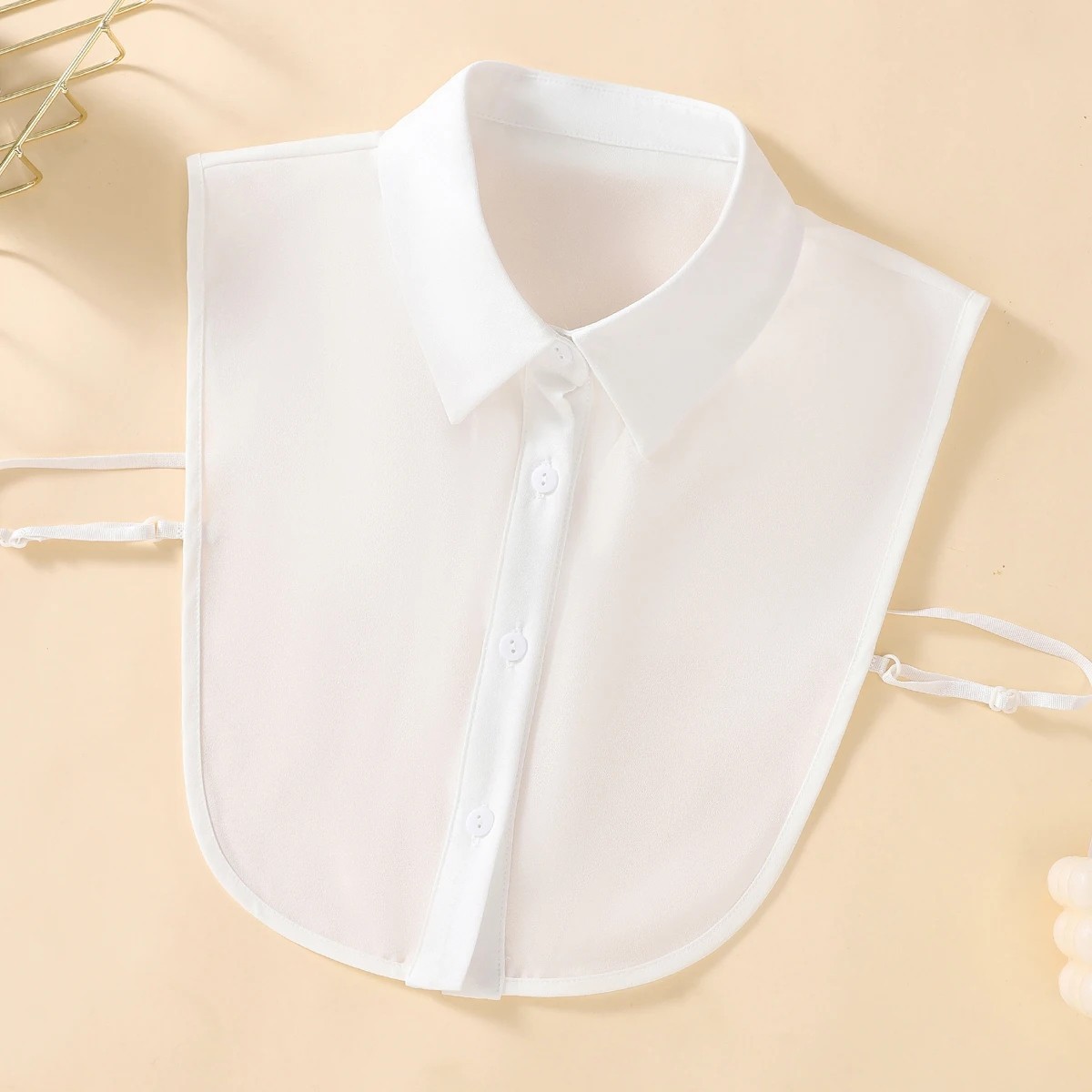 Women Chiffon Detachable False Collar Solid Color Lapel Half Shirt Insert