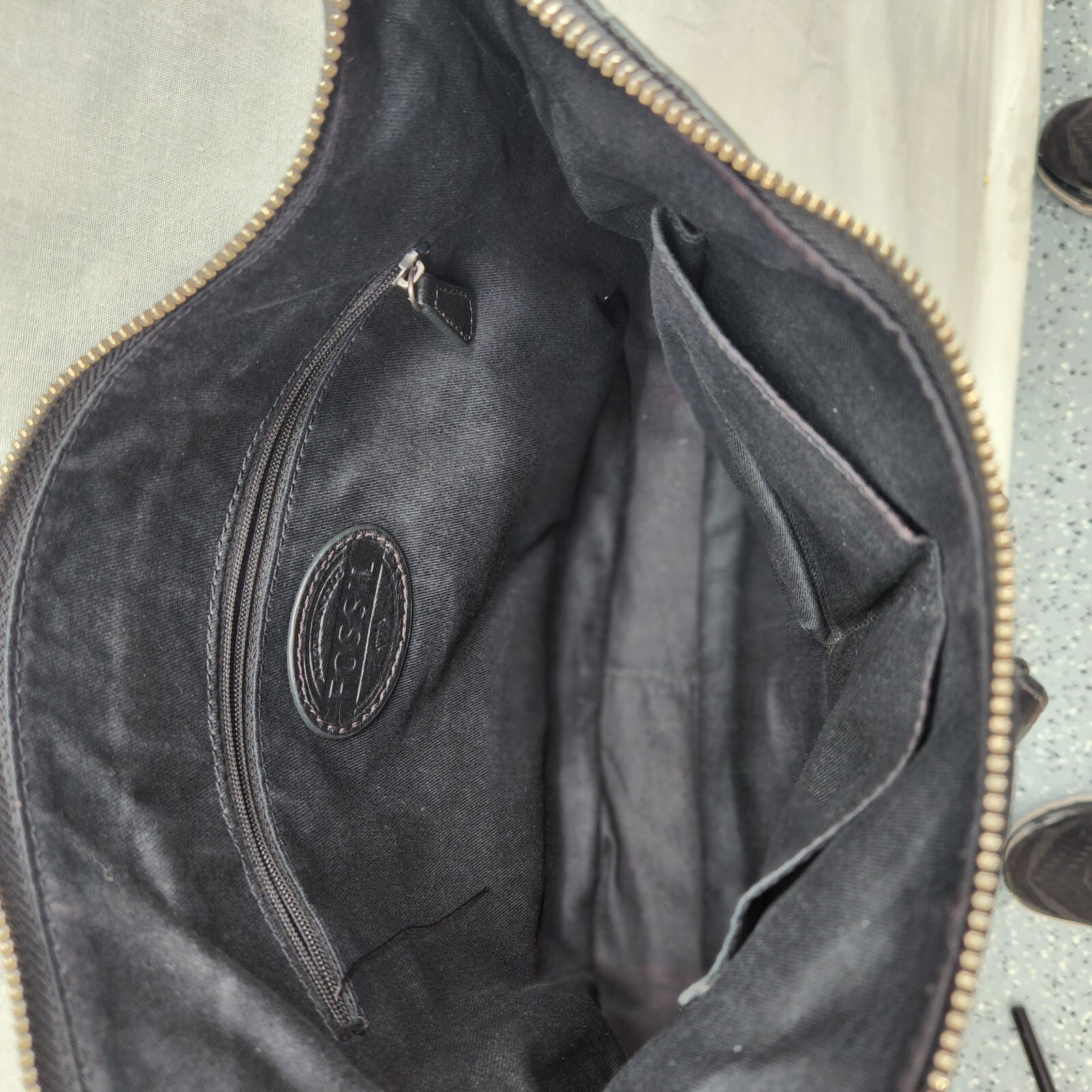 Fossil Purse Riley Genuine Leather Black Push Lock Cross Body Shoulder Bag