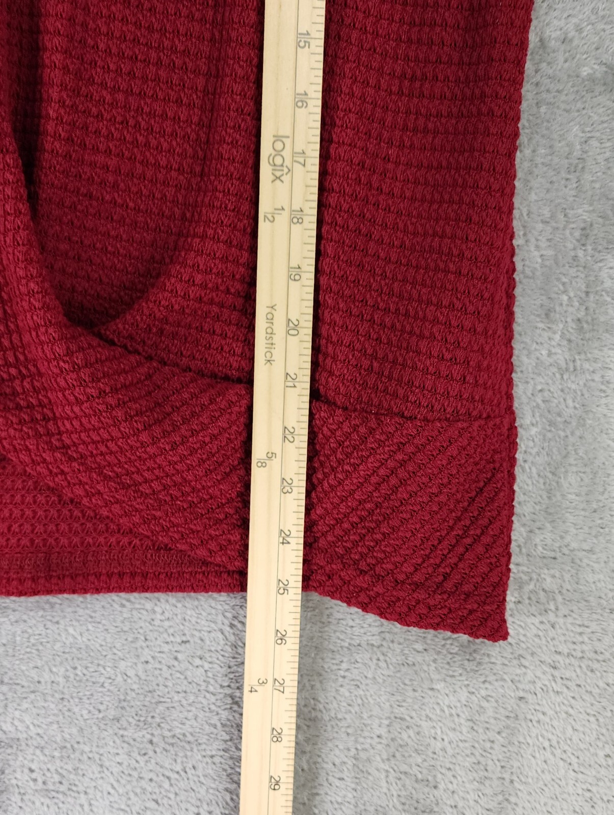 Womens Shirt Large Maroon Knit Cross Wrap Hem Batwing Short Sleeve Casual Top