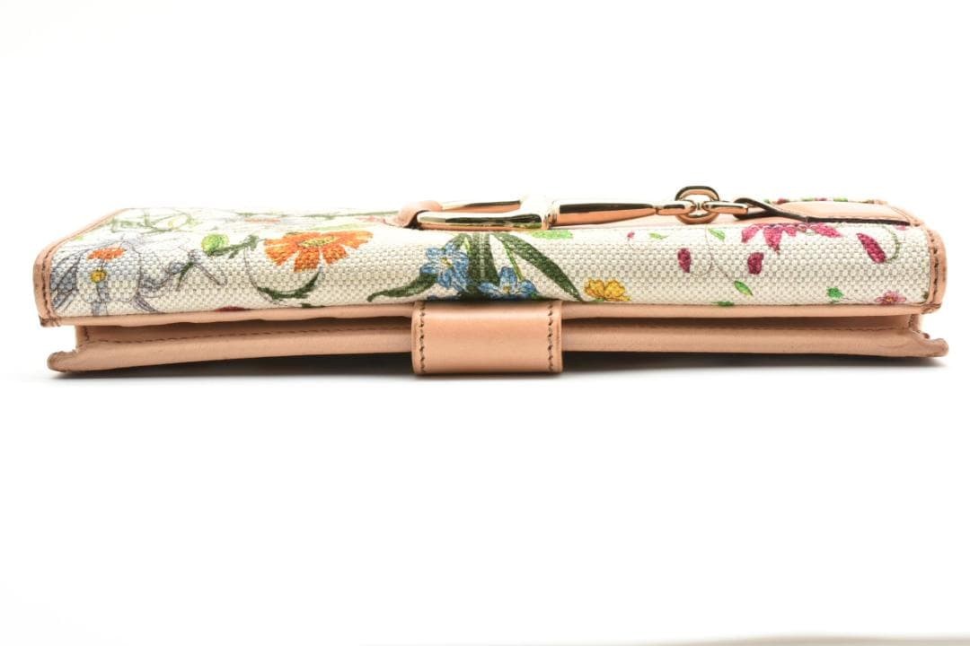 Gucci Horsebit Flora Leather Long Wallet Floral Size 7.48in Made in Italy